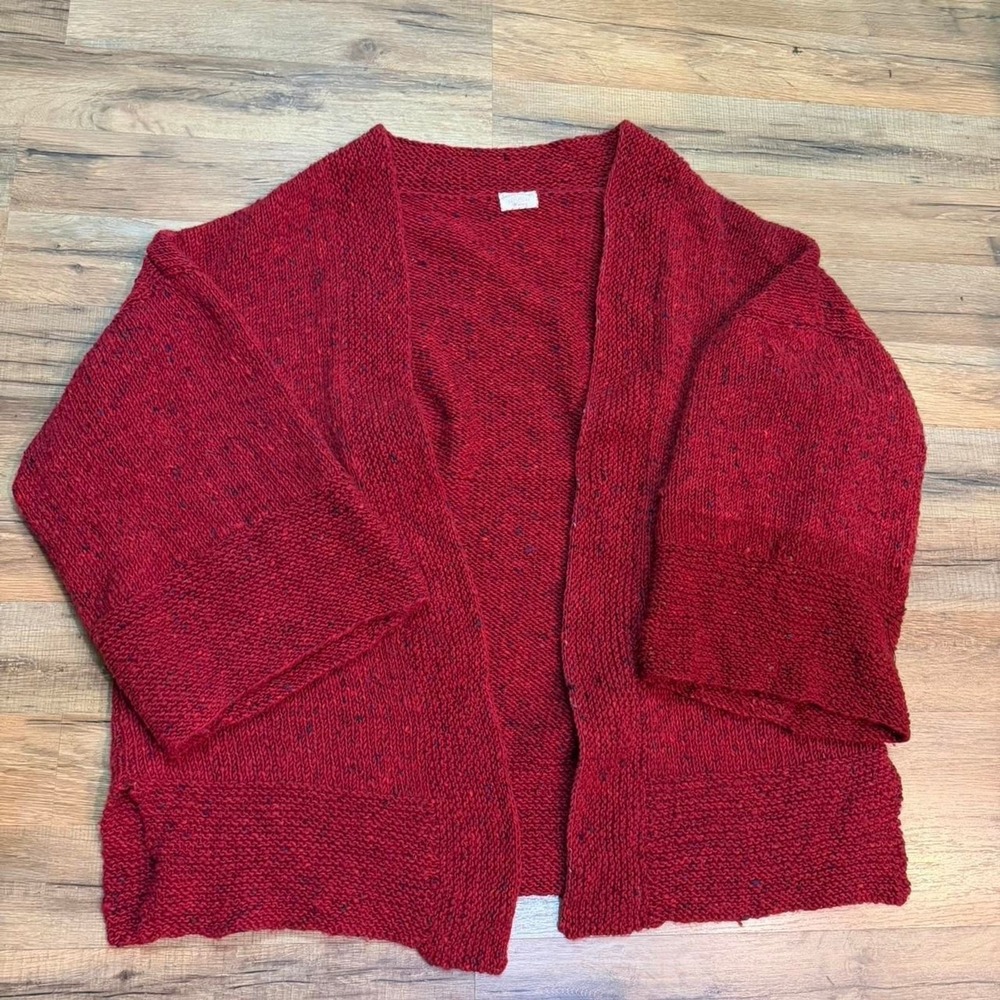 Handmade OOAK Unique Vintage Women's Red and Burgundy Cardigan